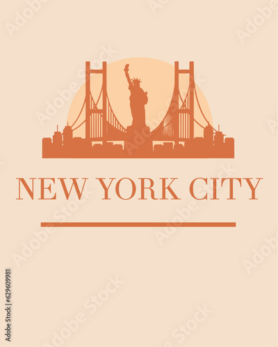 Editable vector illustration of New York City with the remarkable buildings of the city