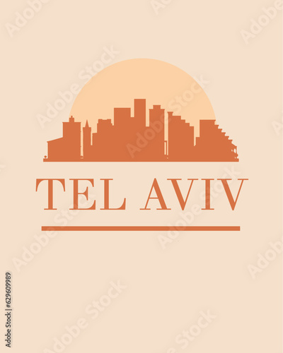 Editable vector illustration of the city of Tel Aviv with the remarkable buildings of the city