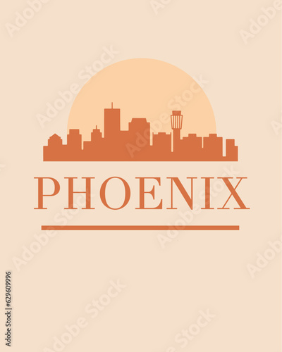 Editable vector illustration of the city of Phoenix with the remarkable buildings of the city