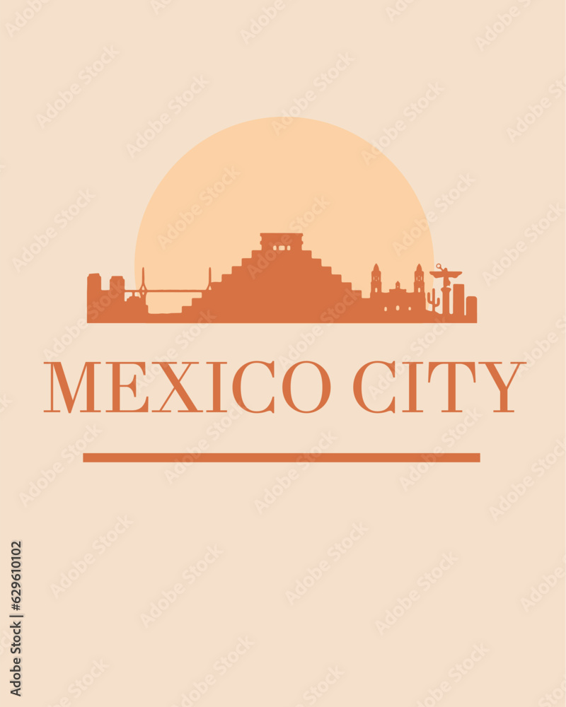 Editable vector illustration of Mexico City with the remarkable buildings of the city