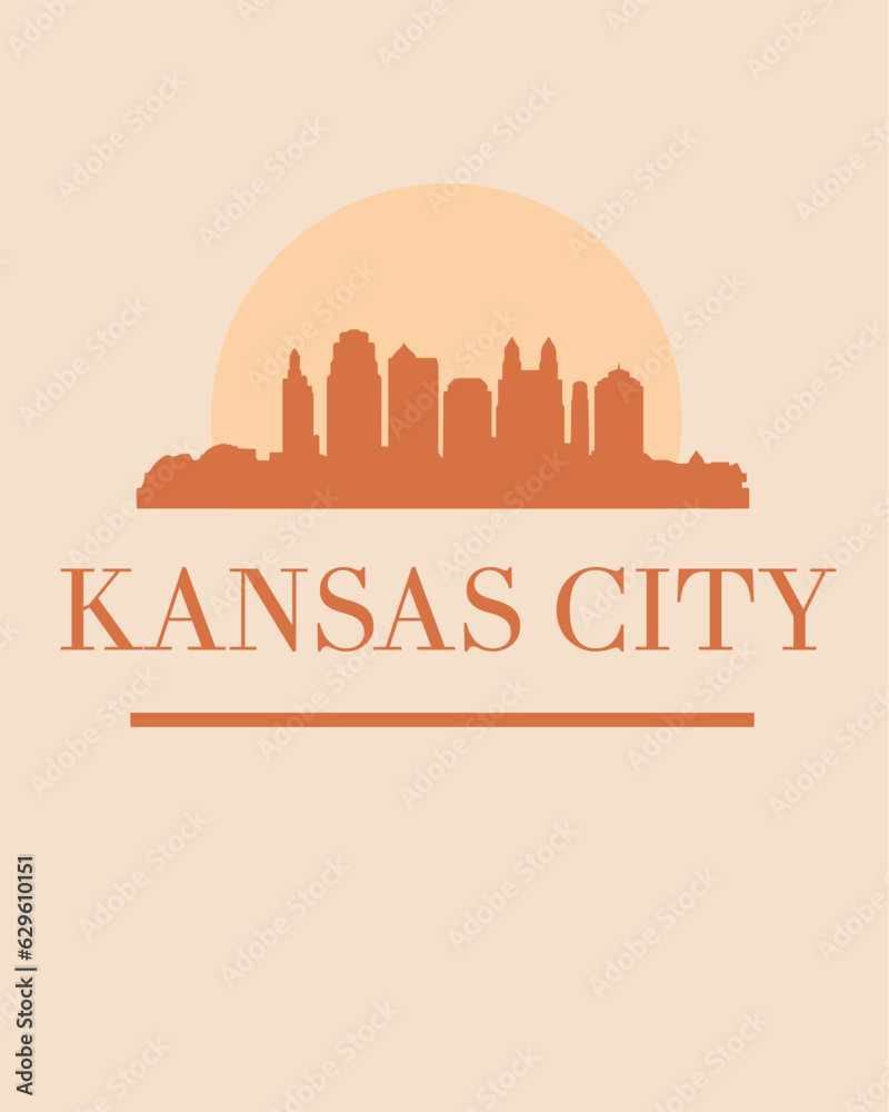 Editable vector illustration of Kansas City with the remarkable buildings of the city