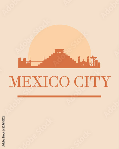 Editable vector illustration of Mexico City with the remarkable buildings of the city