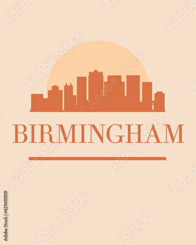 Editable vector illustration of the city of Birmingham with the remarkable buildings of the city