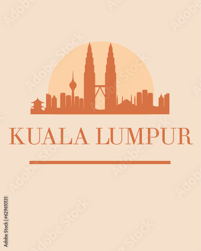 Editable vector illustration of the city of Kuala Lumpur with the remarkable buildings of the city