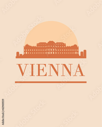 Editable vector illustration of the city of Vienna with the remarkable buildings of the city