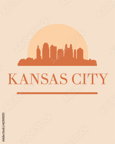 Editable vector illustration of Kansas City with the remarkable buildings of the city