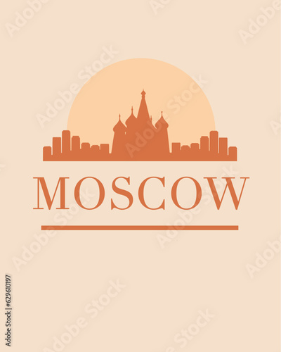 Editable vector illustration of the city of Moscow with the remarkable buildings of the city