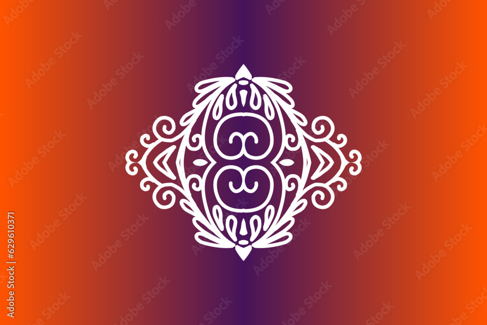Beautiful colourful gradient background with white flower leaf line art pattern of indonesian culture traditional batik Beautiful colourful gradient background with white flower leaf line art pattern of indonesian culture traditional batik