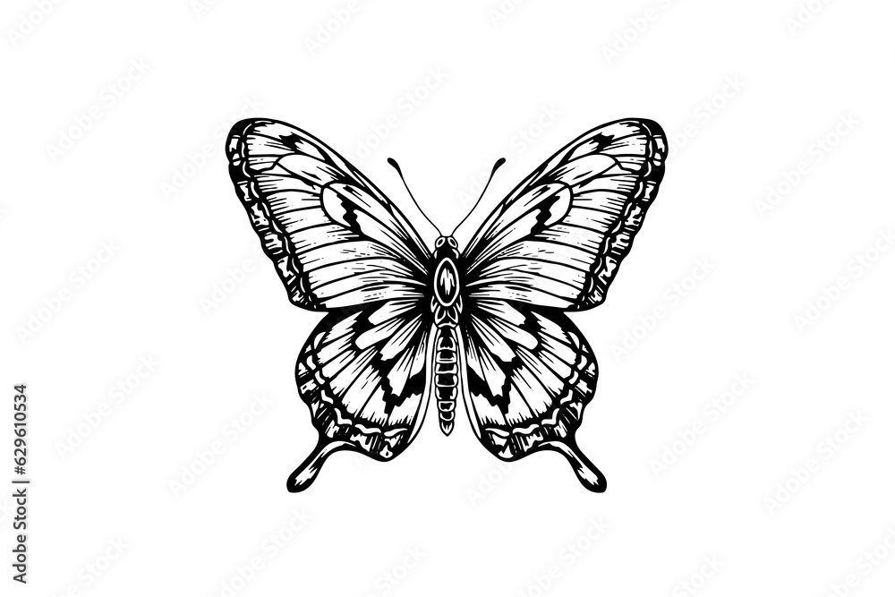 Butterfly sketch. Hand drawn engraving style vector illustration. Butterfly sketch. Hand drawn engraving style vector illustration.