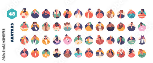 Diverse People Avatars Set Featuring A Wide Range Of Customizable Characters Representing Different Ages