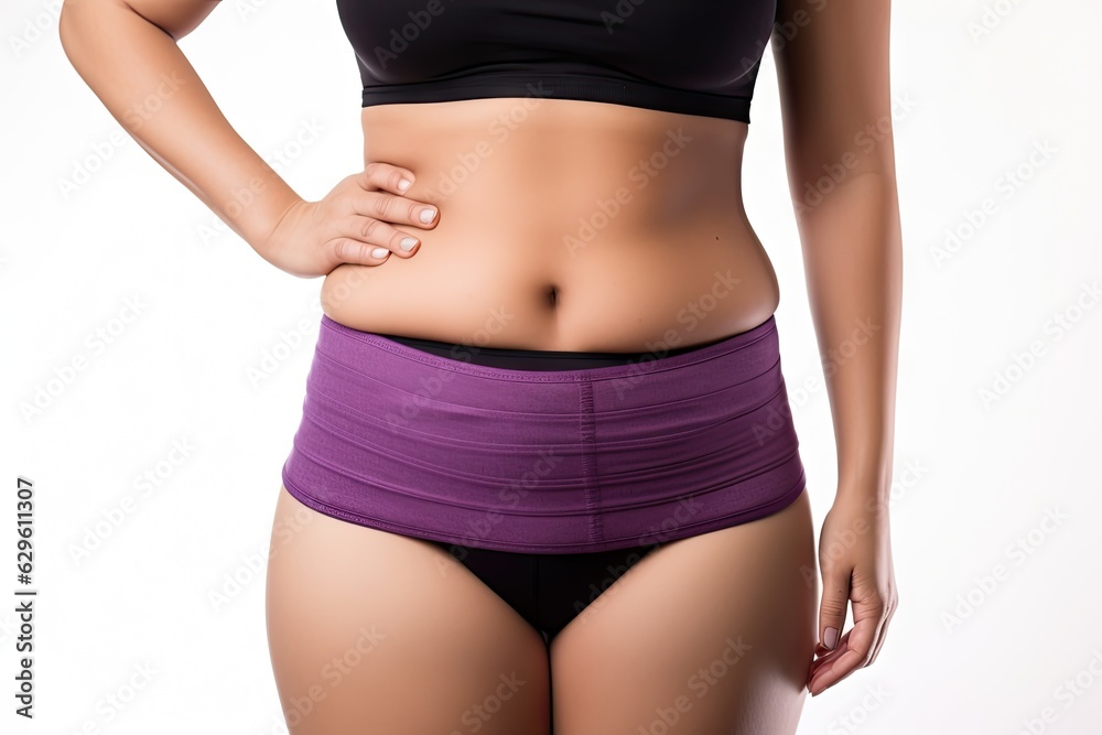 Fat female fitness. Transforming body, health and lifestyle through weight loss, exercise and healthy living in sportswear on white background Fat female fitness. Transforming body, health and lifestyle through weight loss, exercise and healthy living in sportswear on white background