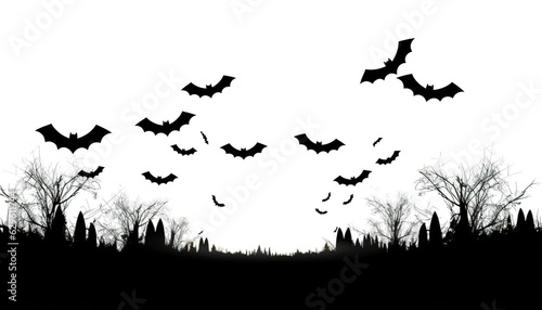 Full moon with bats silhouetted against it, a classic Halloween scene, Halloween moon, night sky, lunar phase, moonlight