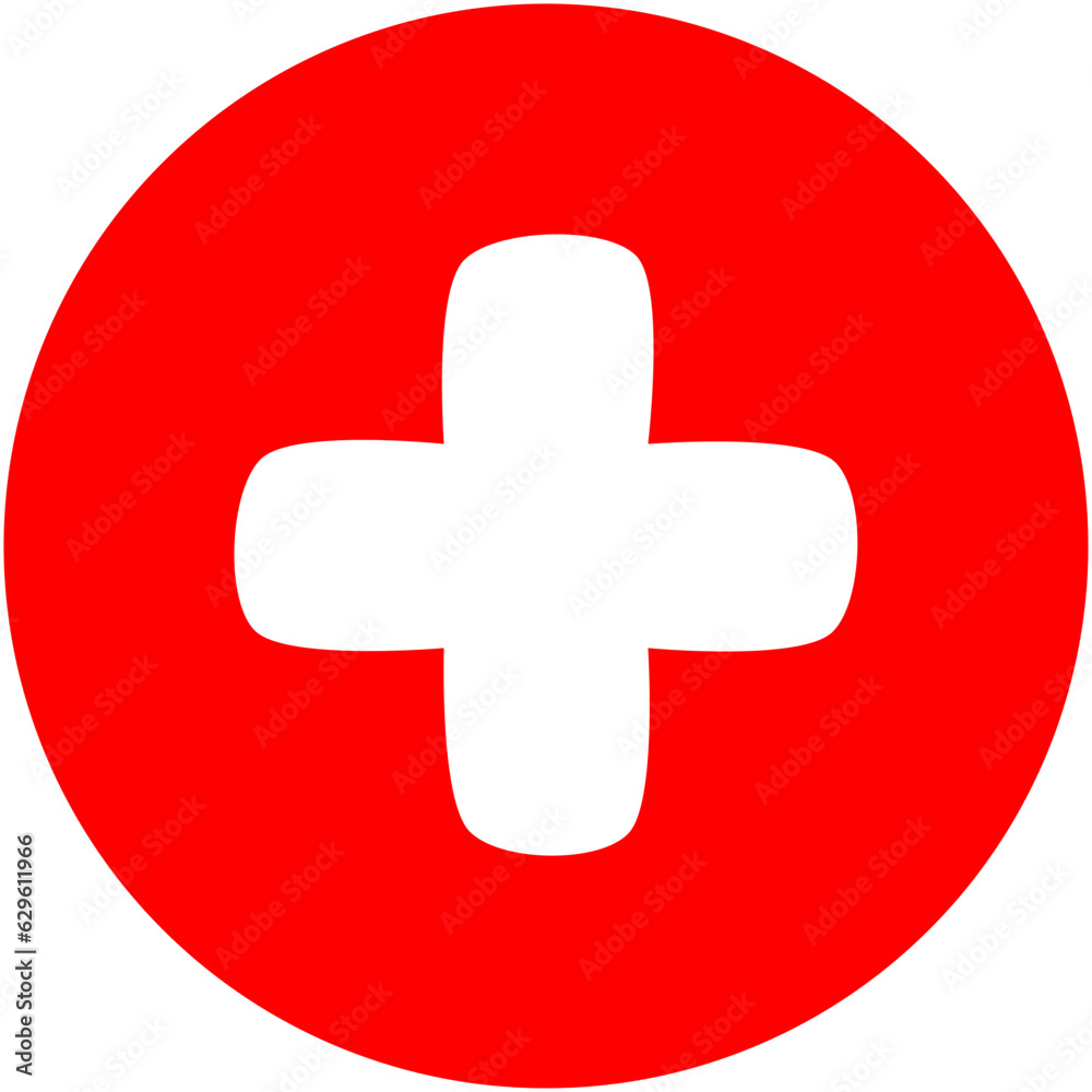 circle with plus of middle, flat design, red cross circle with plus of middle, flat design, red cross