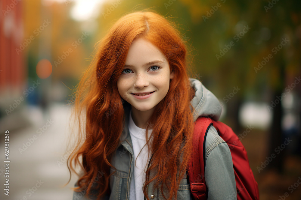Generative ai collage image picture of academic pupil back to school looking in camera shopping advert concept Generative ai collage image picture of academic pupil back to school looking in camera shopping advert concept