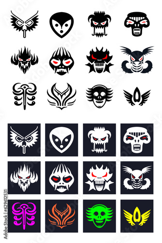 Icon Sheet Vector Illustrations Evil Set
