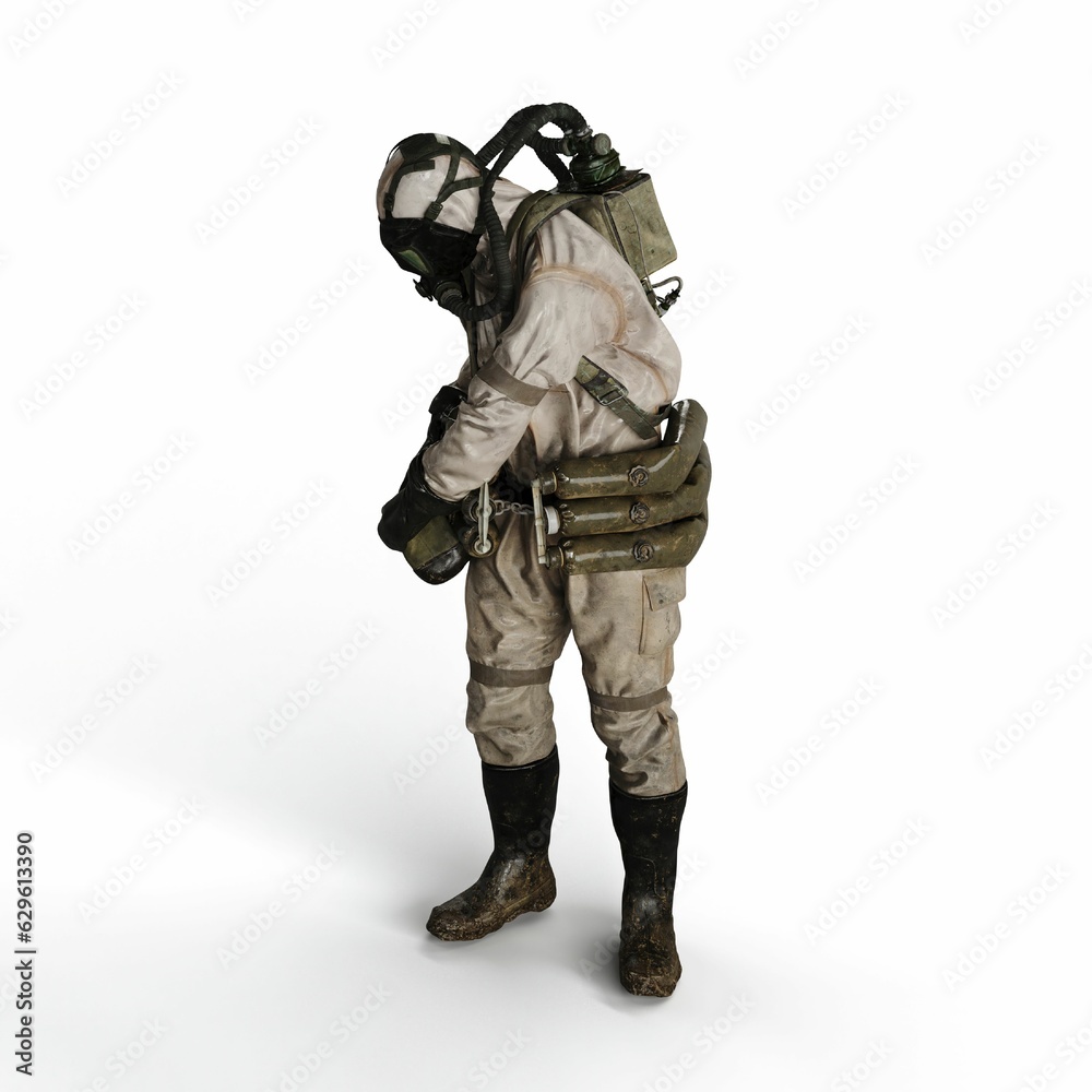 A 3d rendering of a person wearing a gas mask suit A 3d rendering of a person wearing a gas mask suit