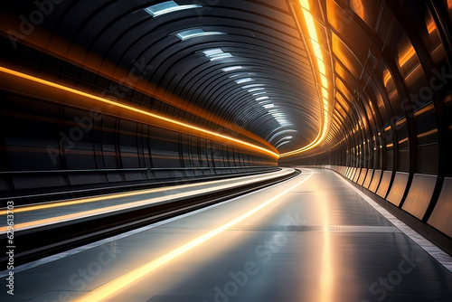 Subway tunnel. AI technology generated image