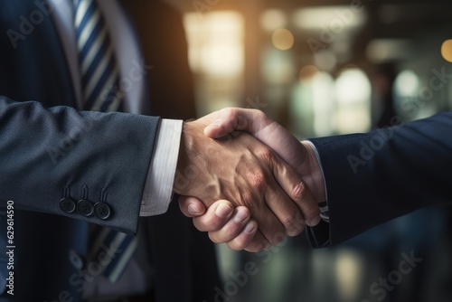 Confident businessman shaking hands with a partner - Successful deal or partnership concept - AI Generated