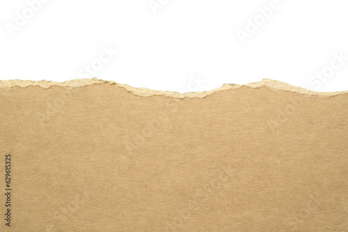 Cartón marrón rasgado sobre fondo transparente