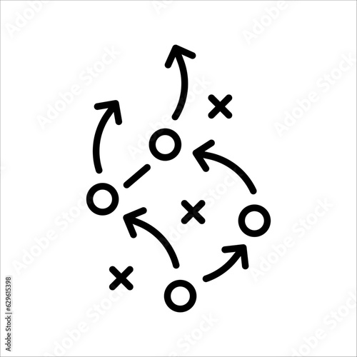 soccer tactics icon, game success strategy in football, scheme play, vector illustration on white background.	
