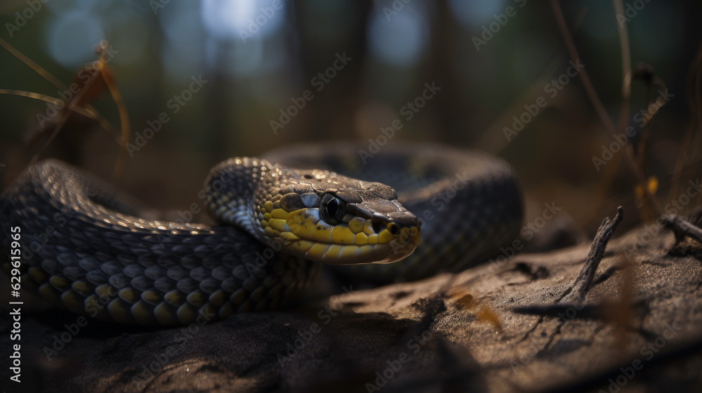 Snake in the forest river