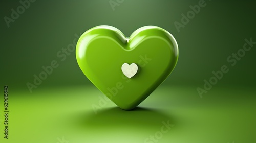 Green heart. Realistic 3d love heart symbol. Illustration