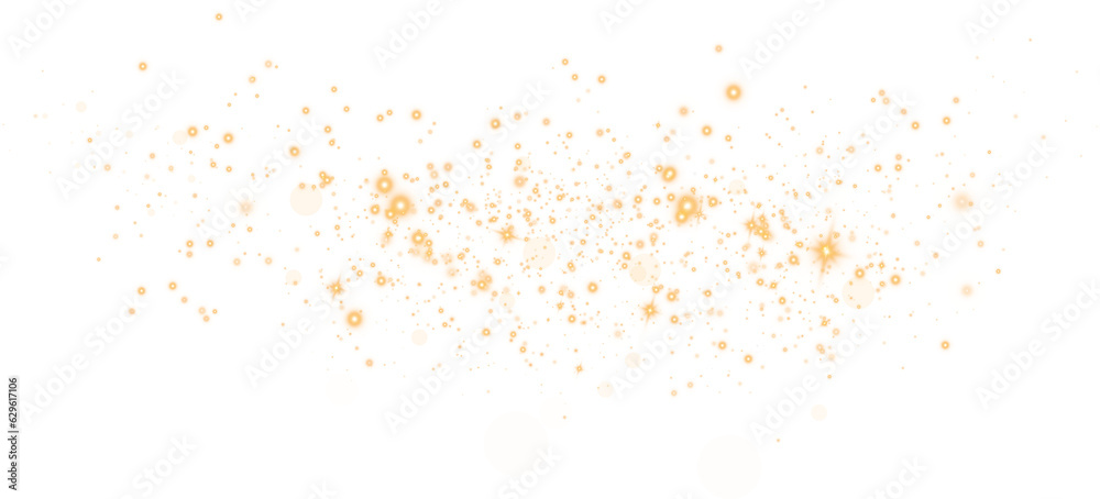 Yellow sparks glitter special light effect. Sparkles on transparent background. Christmas abstract pattern. Sparkling magic dust particles. PNG.
