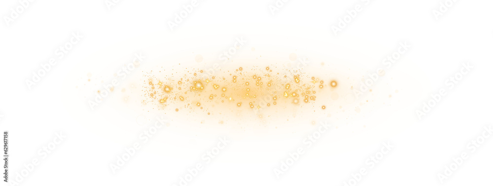 Yellow sparks glitter special light effect. Sparkles on transparent background. Christmas abstract pattern. Sparkling magic dust particles. PNG.