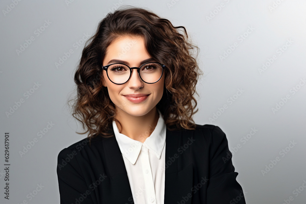 Generative AI portrait of young charming confident woman in formal clothes suit experienced office worker