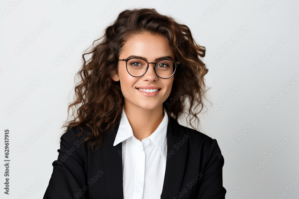 Generative AI portrait of young charming confident woman in formal clothes suit experienced office worker Generative AI portrait of young charming confident woman in formal clothes suit experienced office worker
