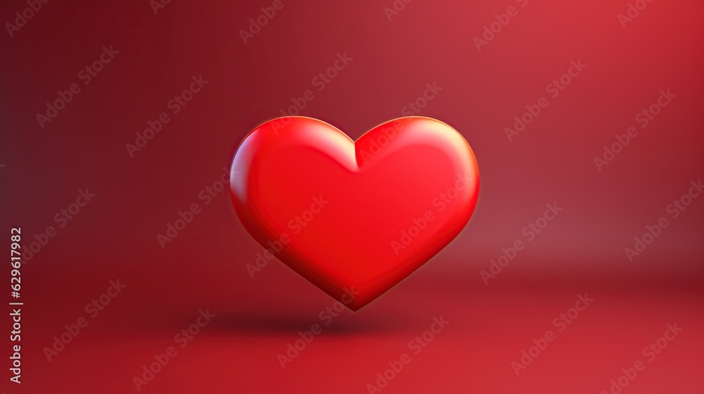 Red heart. Realistic 3d love heart symbol. Illustration