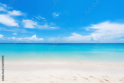 Beautiful beaches and waves in summer. AI technology generated image