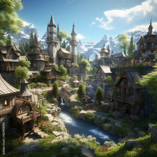 Quaint fantasy village: Nestled nooks of wonder, where tales begin and adventurers gather. Ideal backdrop for immersive games and stories. © Phat Phrog Studio
