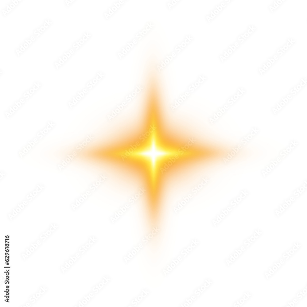 Fototapeta premium Golden star and sparks isolated on transparent background. Flares and sunbursts. Glowing light effects. PNG.