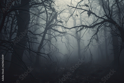 misty forest in the morning background 