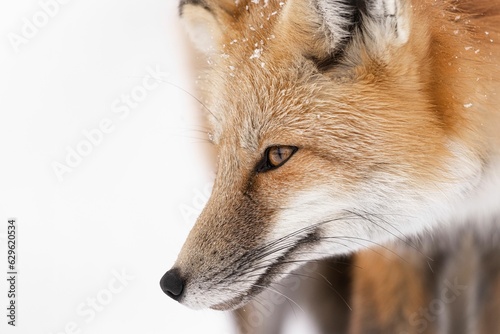 Majestic red fox in the picturesque winter landscape, on the pristine white blanket of snow photo