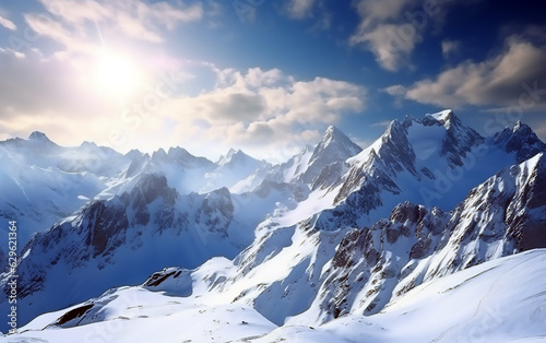 Snow covered mountains illustration