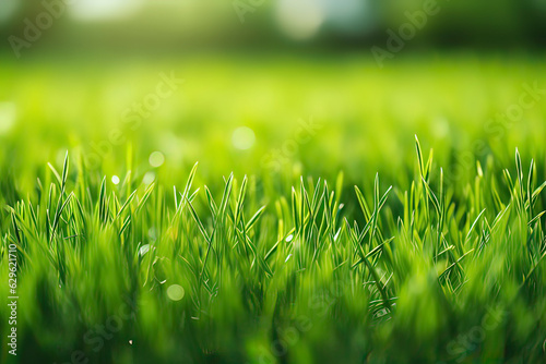 Spring Sunshine Grassland Background. AI technology generated image