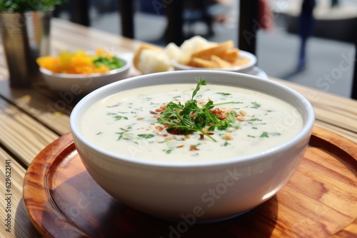 Plakat w ramie Homemade clam chowder. Generative AI