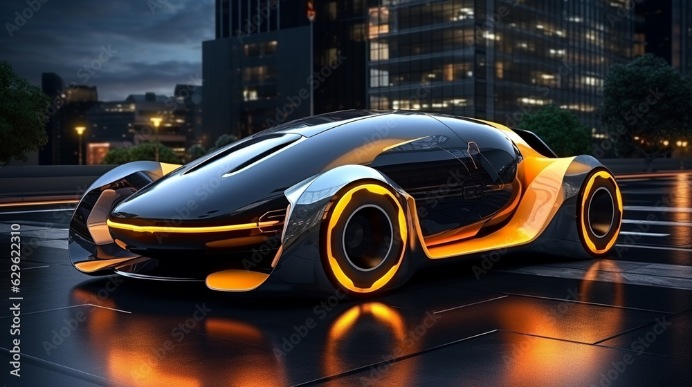 EV car technology for the future.3D rendering.