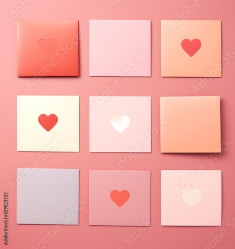 pink background with pink heart cards