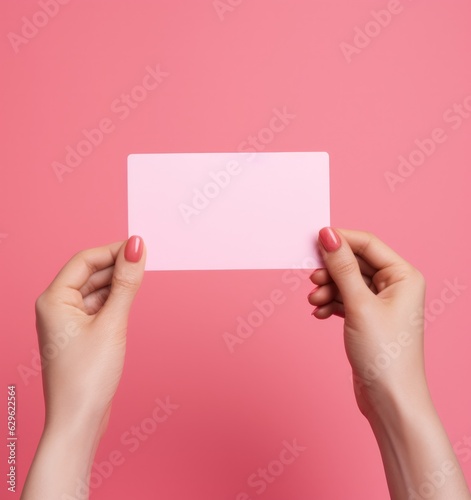 Woman holding pink heart card