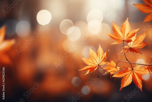 Maple leaf with Autumn background with orange, Generative with Ai.