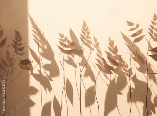 Beige shadows leaves background