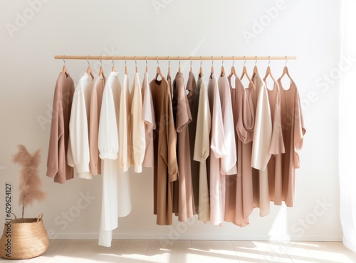 Сlothes collection hanging on hangers © olegganko
