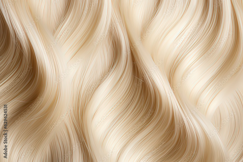 Golden curly hair background. AI technology generated image