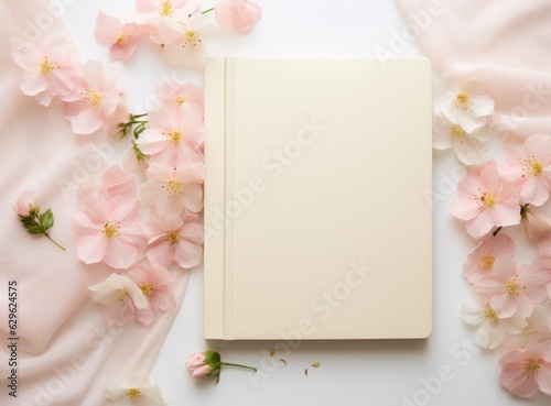 Empty book with flowers
