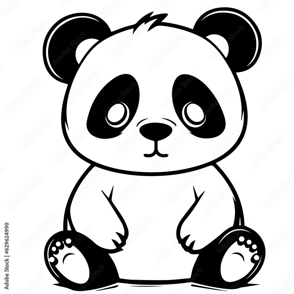 panda bear. Cartoon outlined design panda bear. Cartoon outlined design