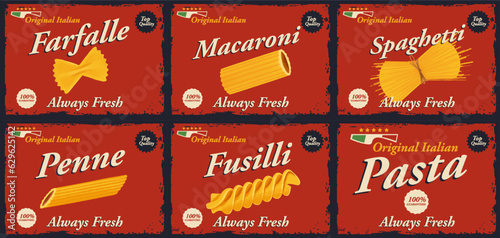set of retro advertising posters for pasta