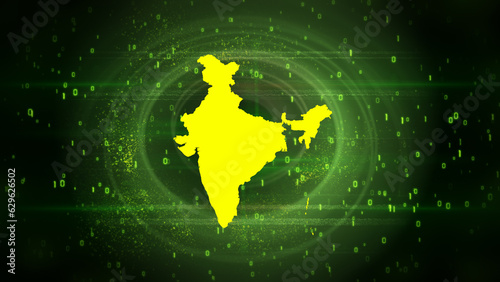 India Map on Digital Technology Background